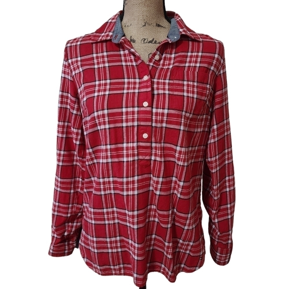 Tommy Hilfiger Long Sleeve Flannel Plaid Button-down Shirt - Small